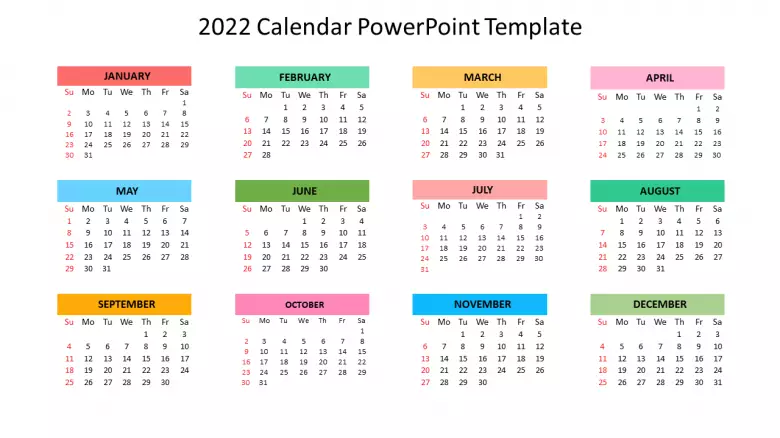 Elegant 2022 Calendar Powerpoint Template For Presentation 9536